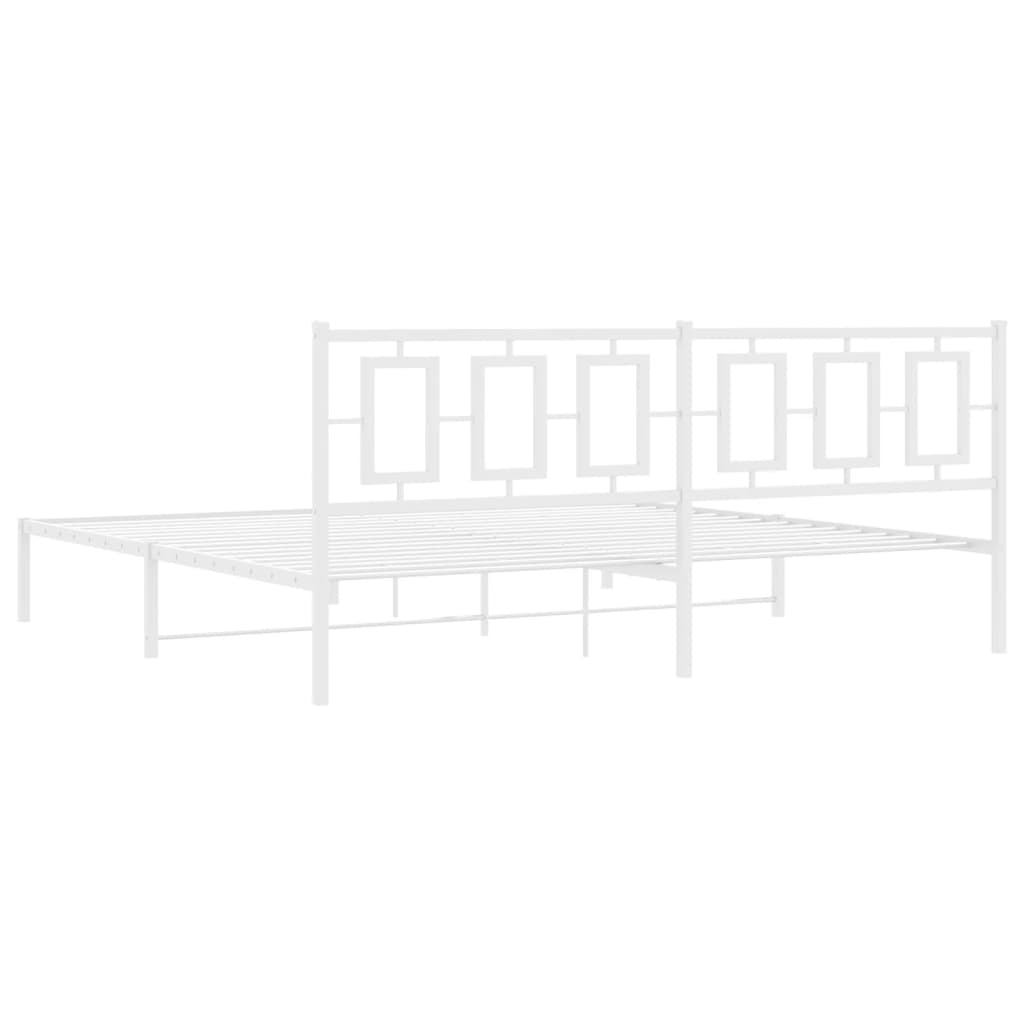 Metal Bed Frame without Mattress with Headboard White 76"x79.9"