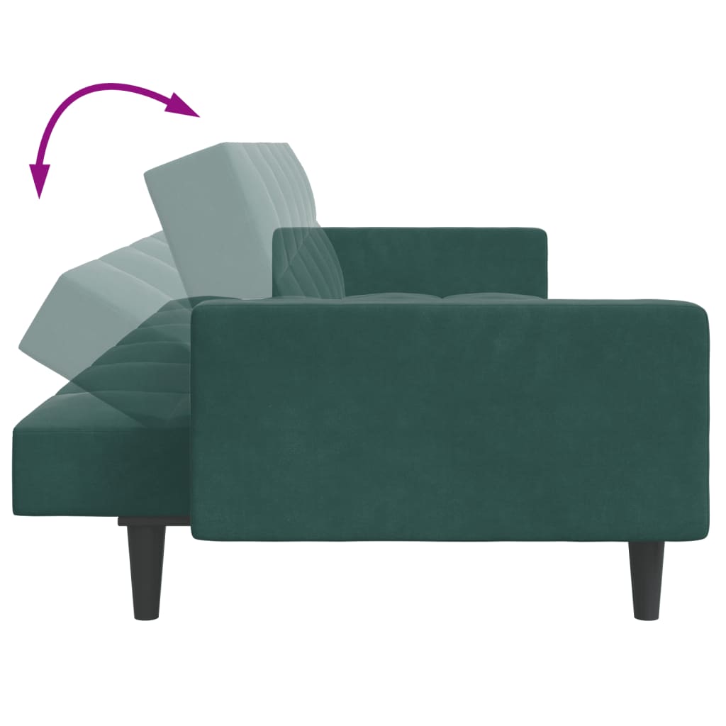 2-Seater Sofa Bed with Footstool Dark Green Velvet