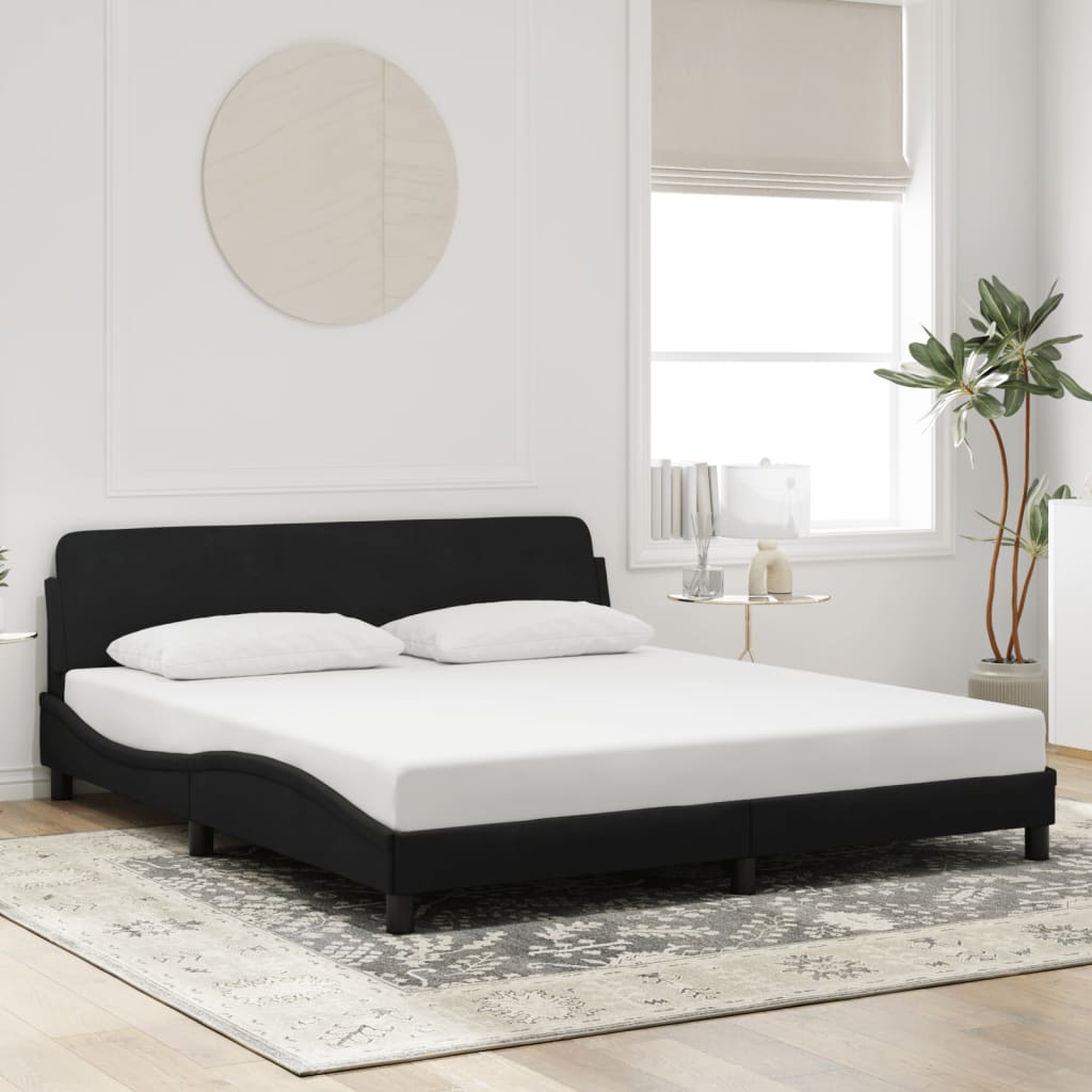 Bed Frame with Headboard Black 72"x83.9" California King Faux Leather