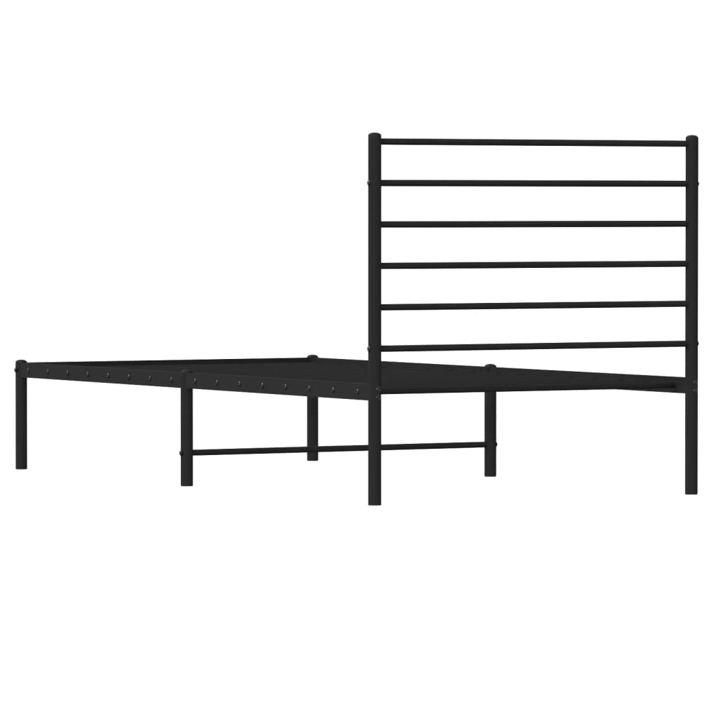 Metal Bed Frame without Mattress with Headboard Black 39.4"x74.8"