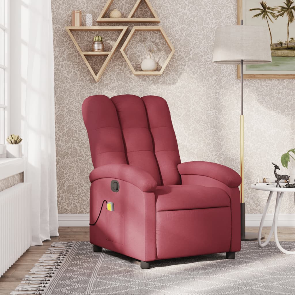 Massage Recliner Chair Cream Fabric