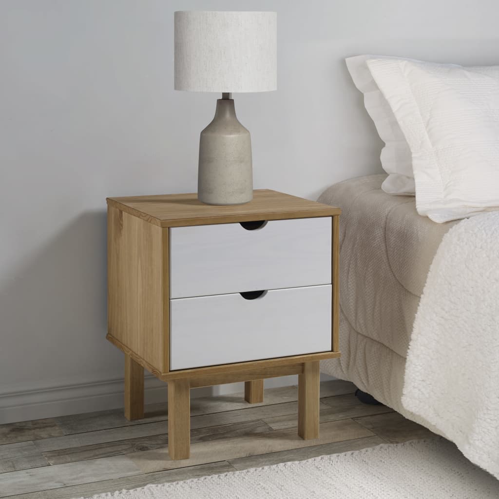 Bedside Cabinet OTTA 17.7"x15.4"x22.4" Solid Wood Pine