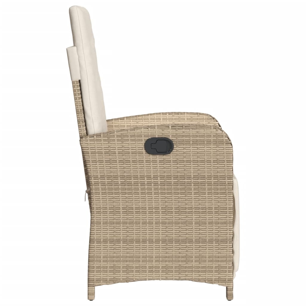 Reclining Patio Chair with Footrest Beige Poly Rattan