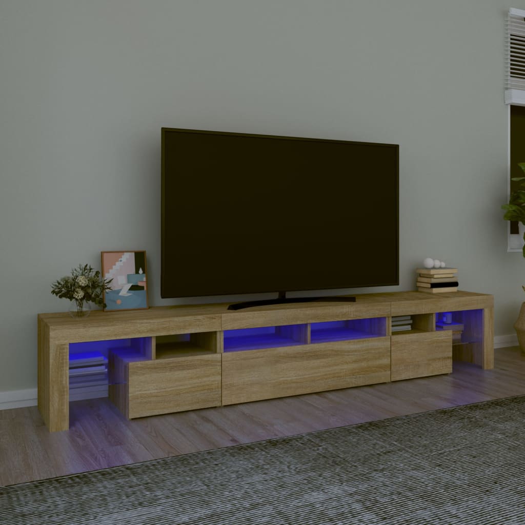 TV Stand with LED Lights Concrete Gray 102.4"x14.4"x15.7"