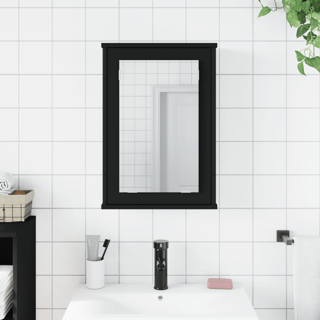 Bathroom Mirror Cabinet Black 16.5"x4.7"x23.6" Engineered Wood