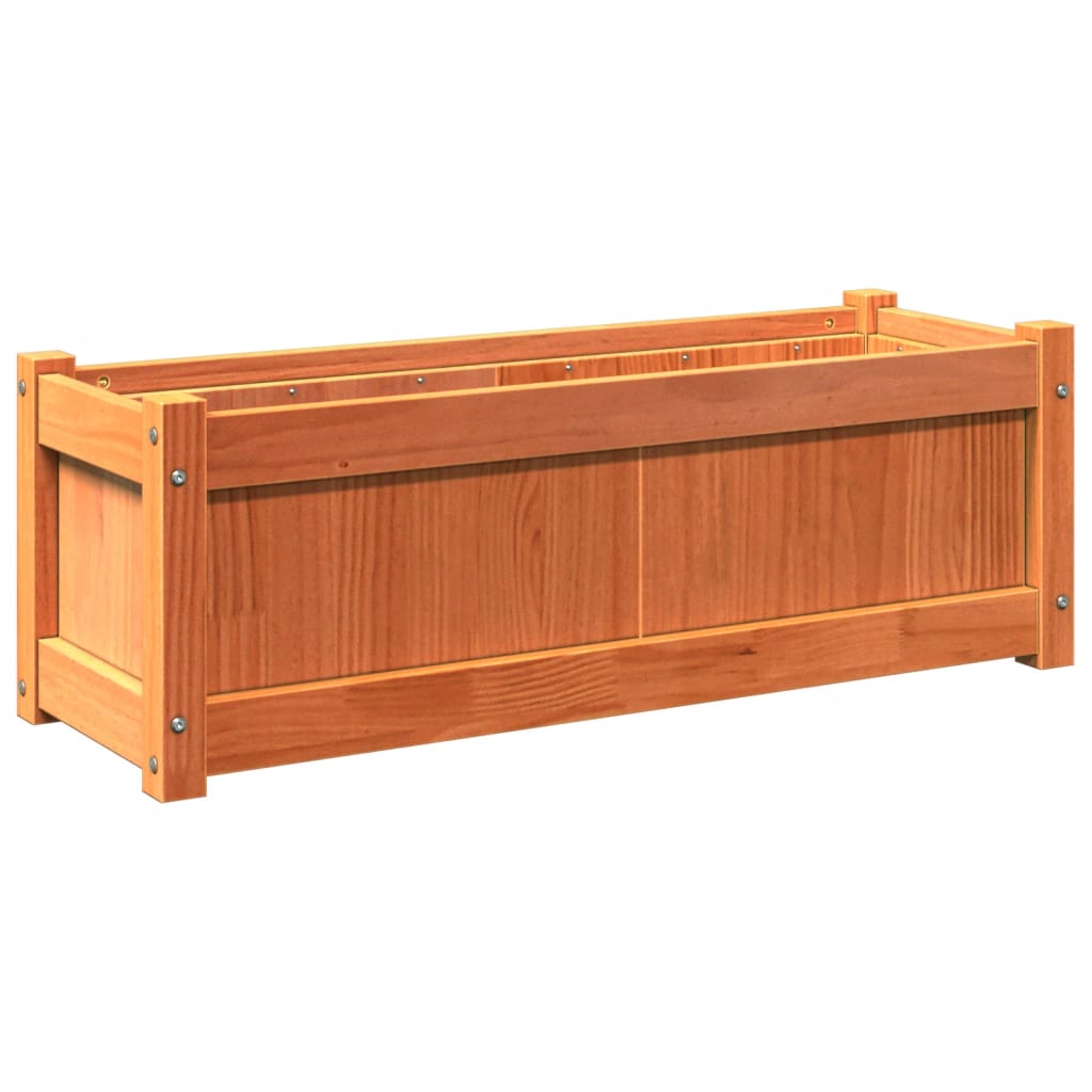 Garden Planter Wax Brown 35.4"x12.2"x12.2" Solid Wood Pine