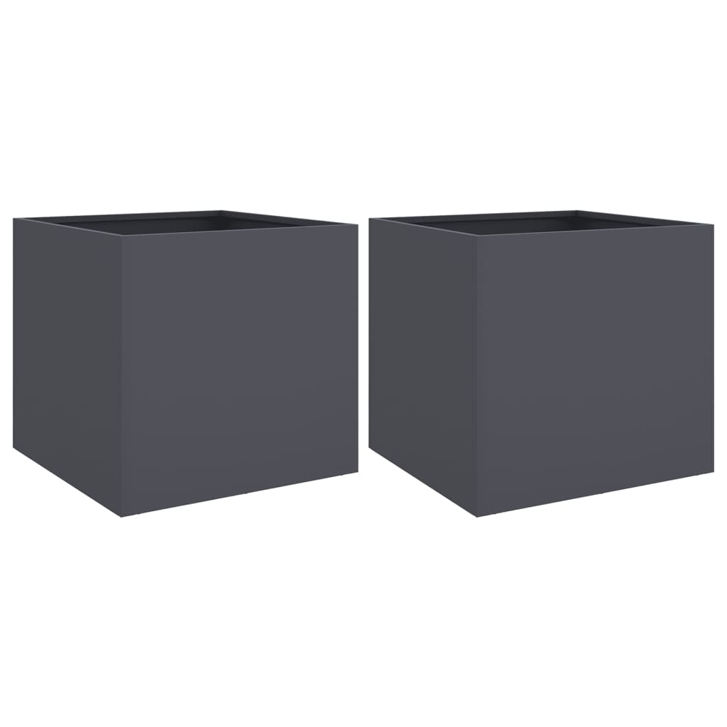 Planters 2 pcs Anthracite 16.5"x15.7"x15.4" Cold-rolled Steel