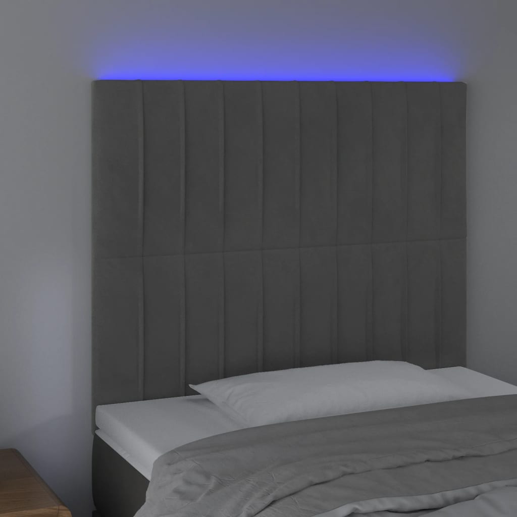 LED Headboard Dark Gray 39.4"x2"x46.5"/50.4" Velvet