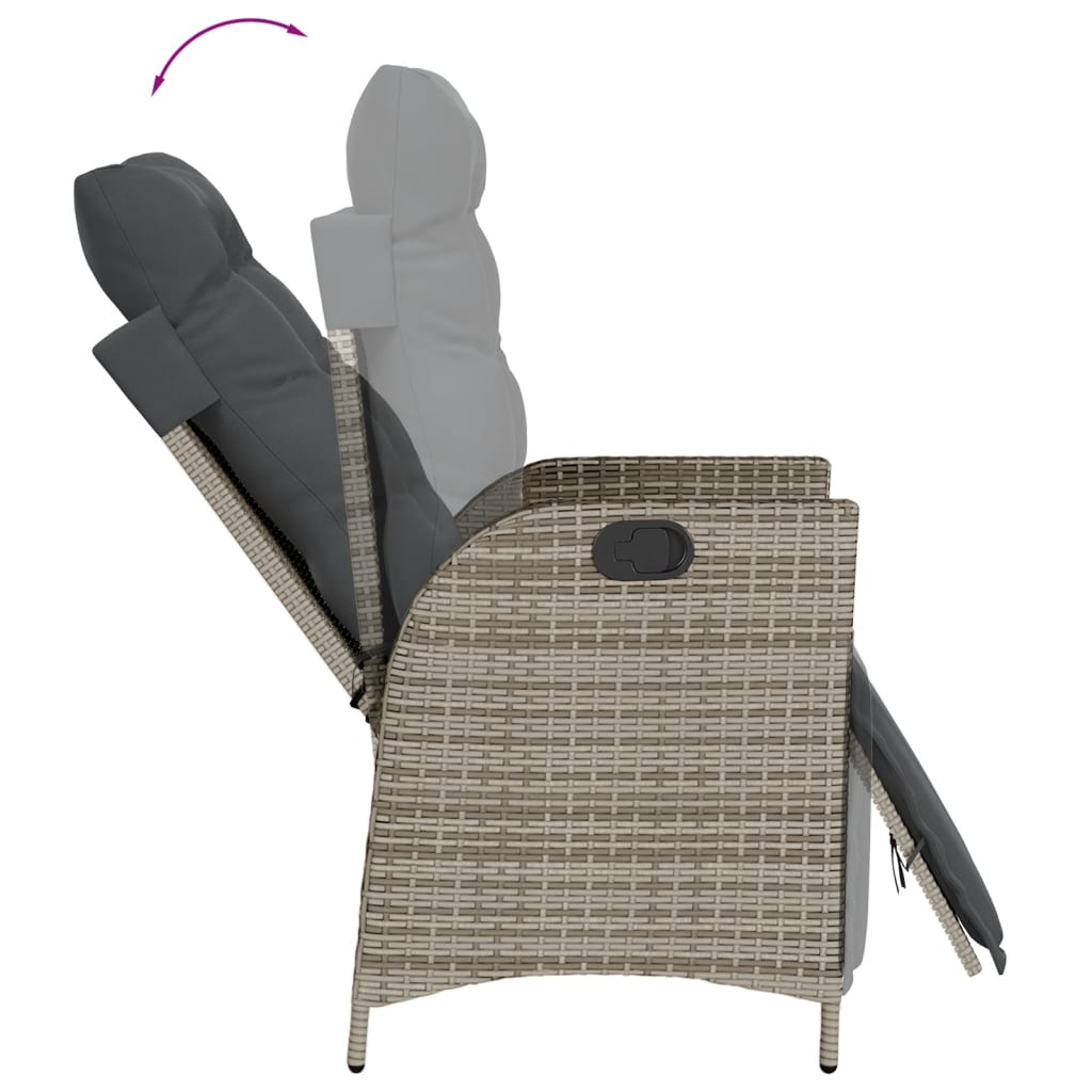 Reclining Patio Chairs 2 pcs with Footrest Gray Poly Rattan