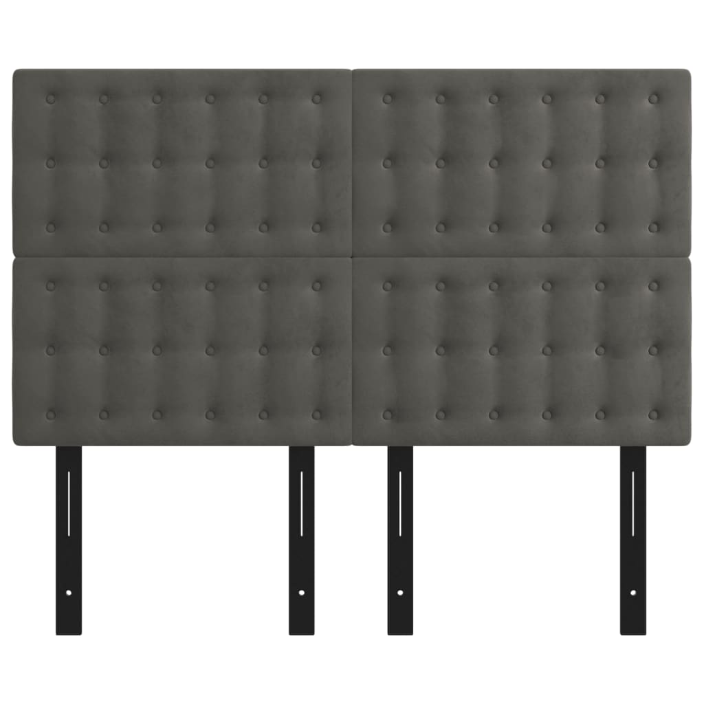 Headboards 4 pcs Dark Gray 28.3"x2"x30.7"/34.6" Velvet