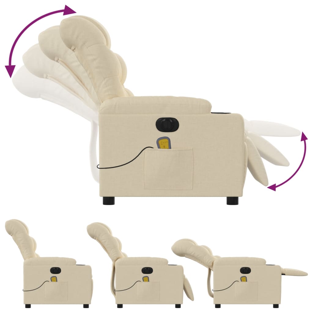 Electric Massage Recliner Chair Cream Fabric