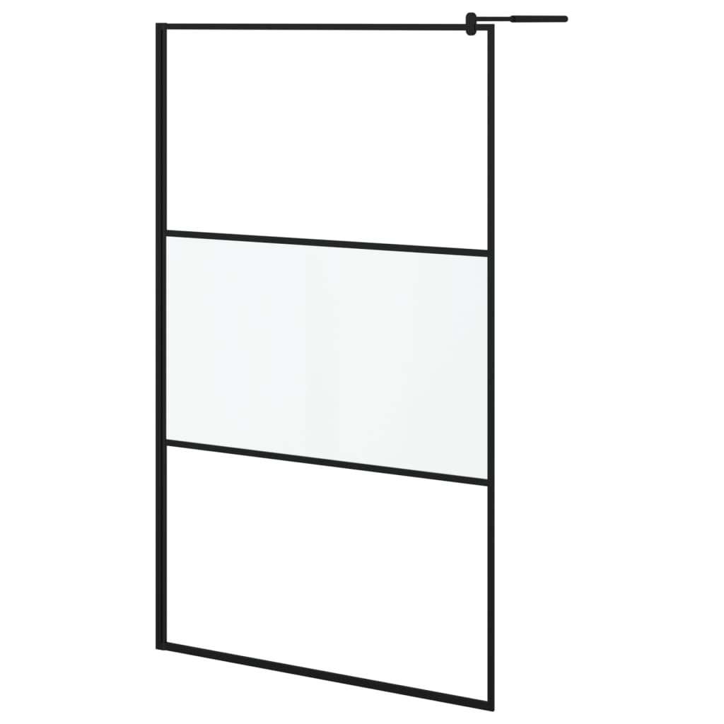 Walk-in Shower Wall with Shelf Black 45.3"x76.8" ESG Glass&Aluminum