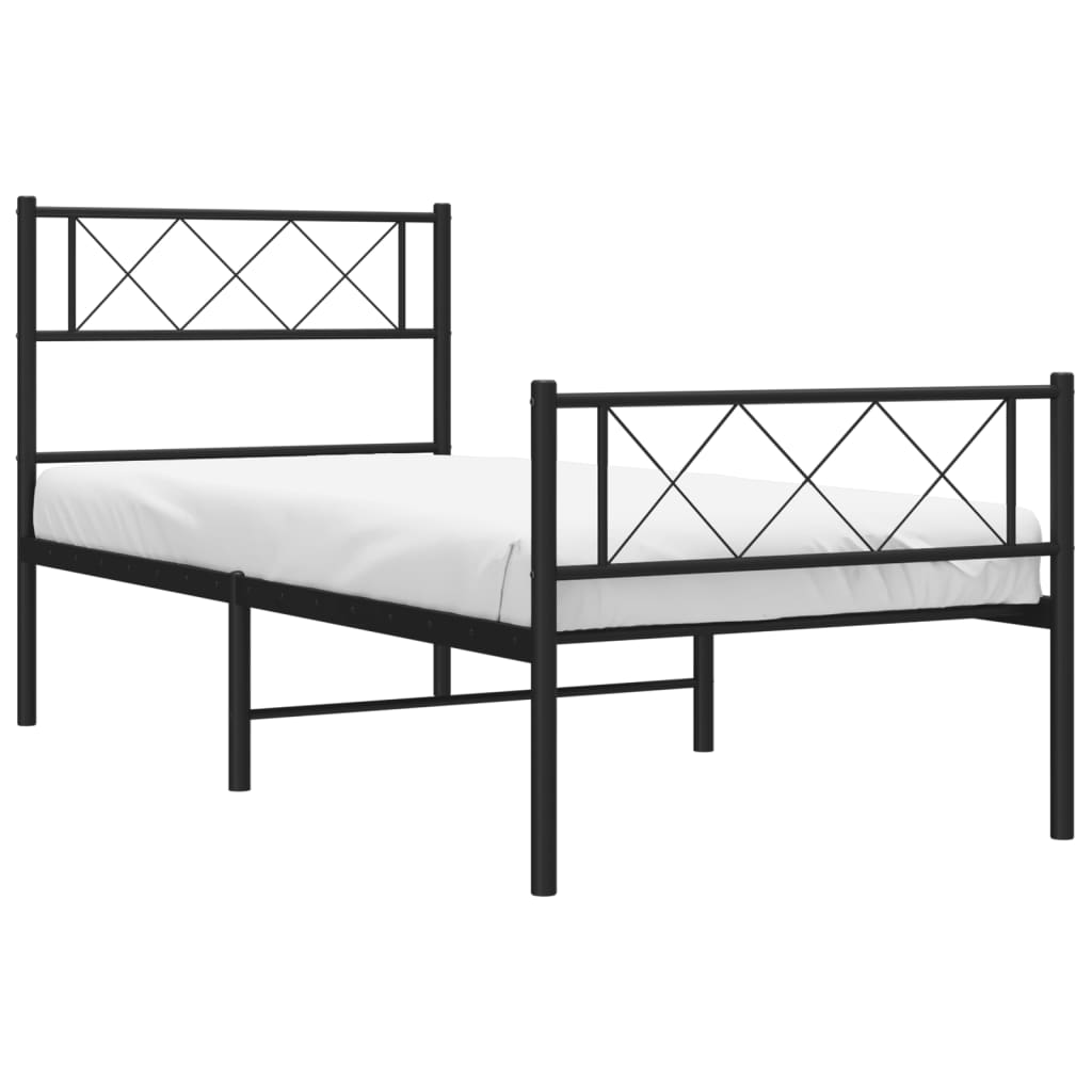 Metal Bed Frame without Mattress with Footboard Black 39.4"x74.8"