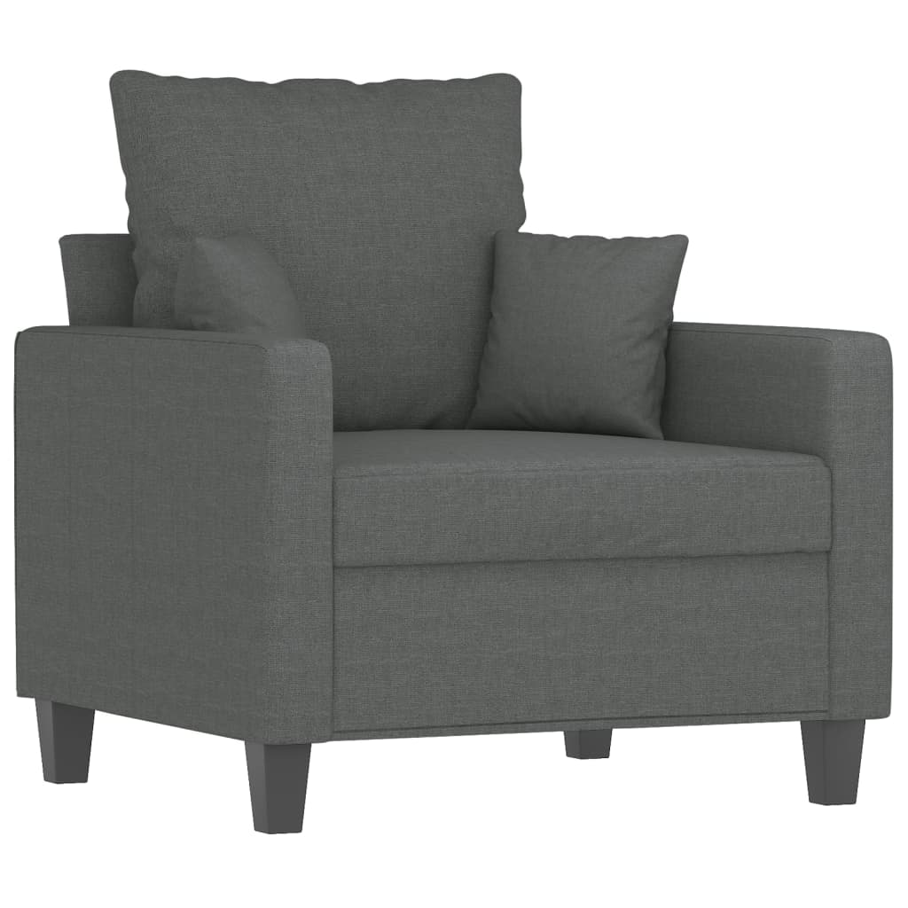 4 Piece Sofa Set with Pillows Dark Gray Fabric