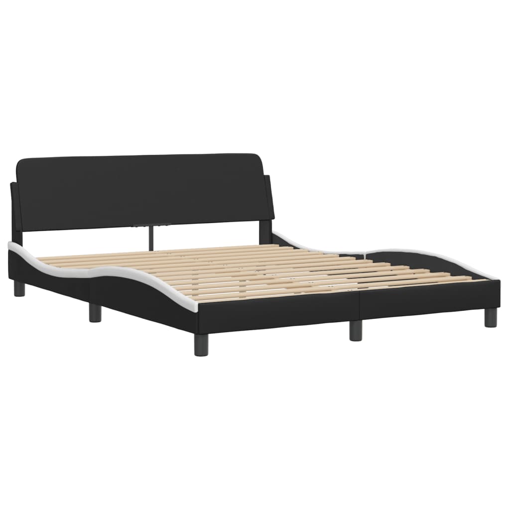 Bed Frame with LED without Mattress Black and White 59.8"x79.9"