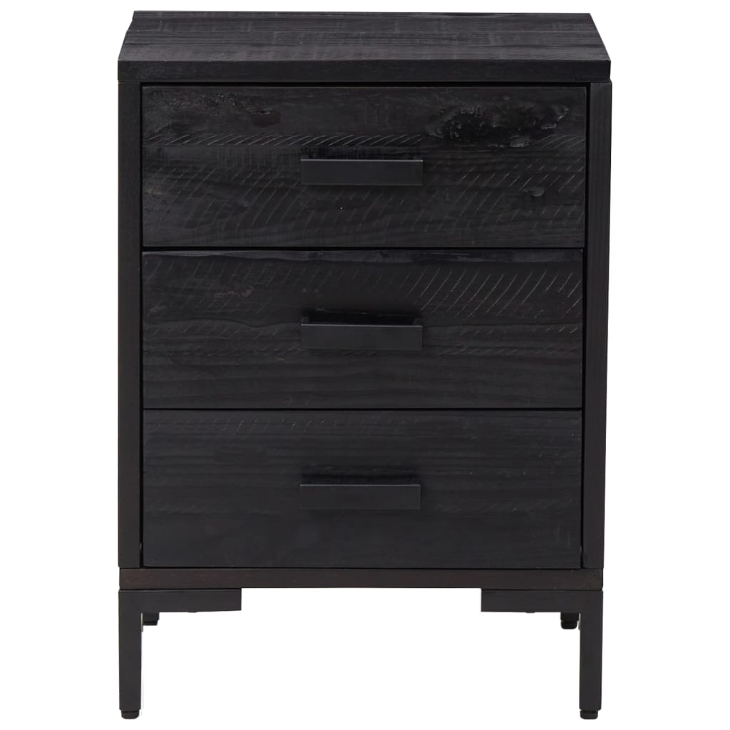 Bedside Cabinets 2 pcs Black 15.7"x11.8"x21.7" Solid Wood Pine