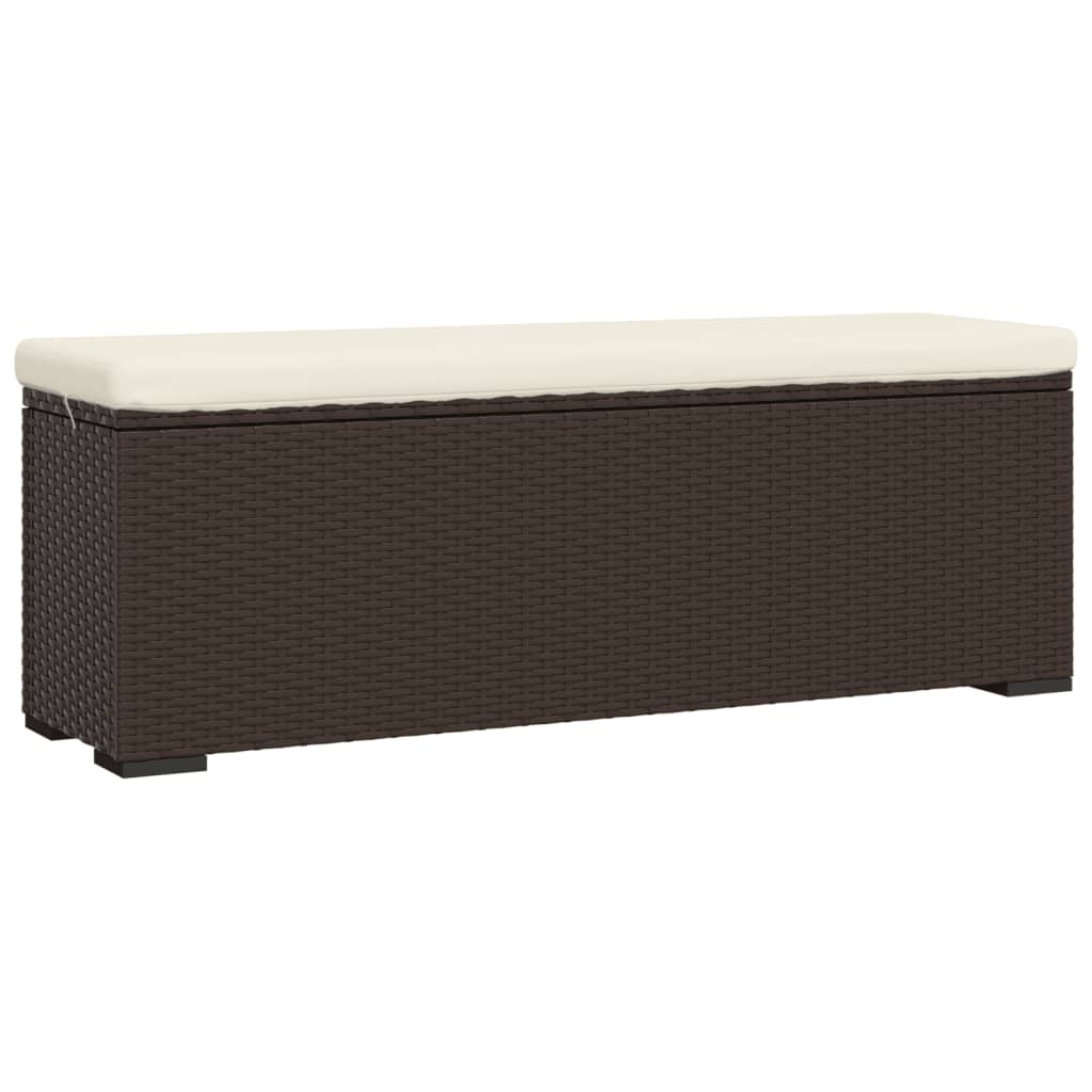 Ottoman Bench with Cushion Brown 43.3"x11.8"x15.7" Poly Rattan