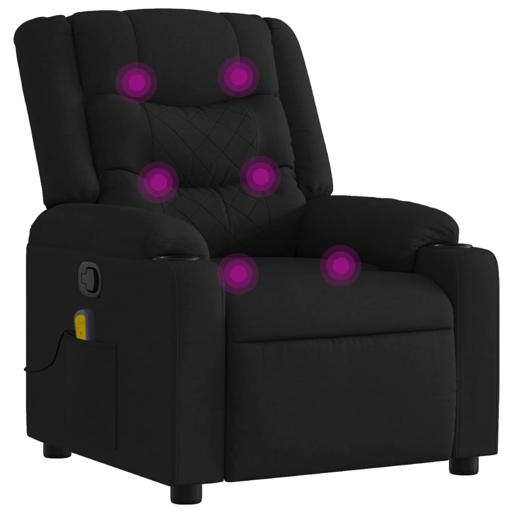 Massage Recliner Chair Black Fabric