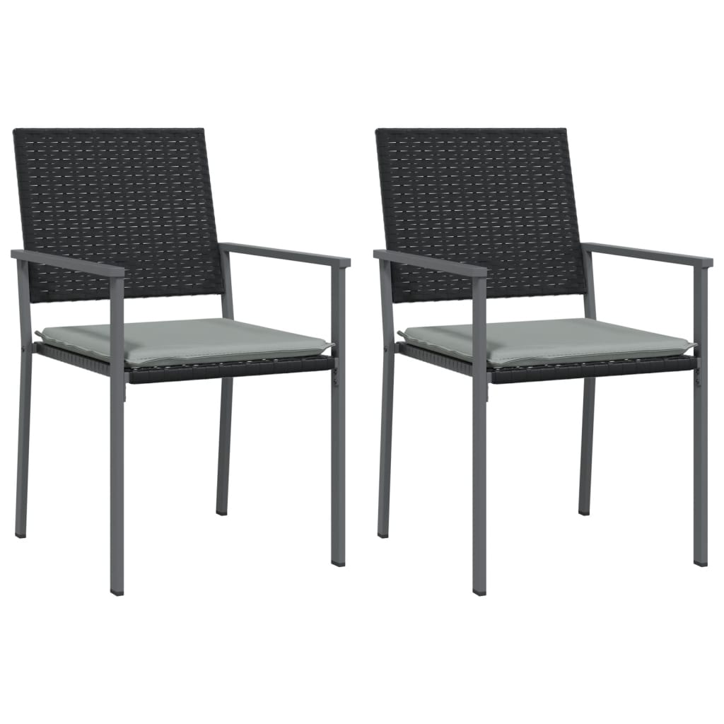 3 Piece Patio Dining Set with Cushions Poly Rattan and Steel