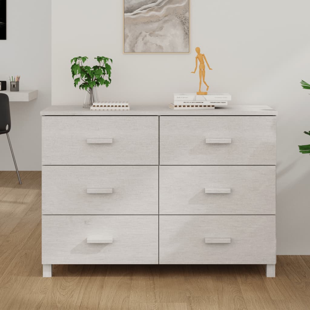 Sideboard HAMAR White 44.5"x15.7"x31.5" Solid Wood Pine