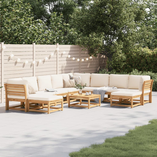 11 Piece Patio Lounge Set with Cushions Solid Wood Acacia