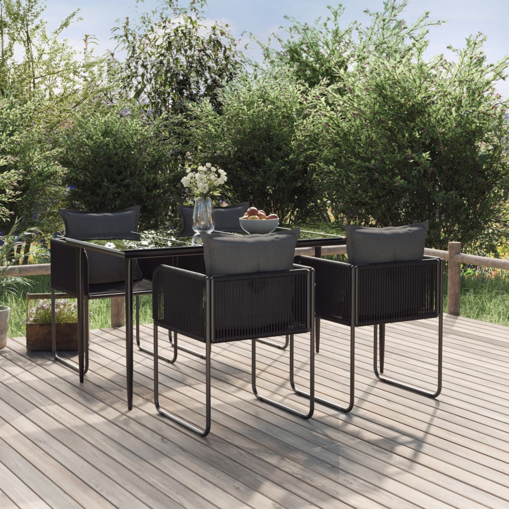 5 Piece Patio Dining Set Black