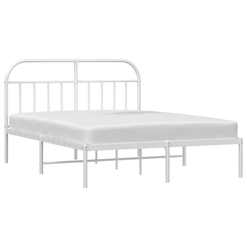 Metal Bed Frame without Mattress with Headboard White 59.1"x78.7"