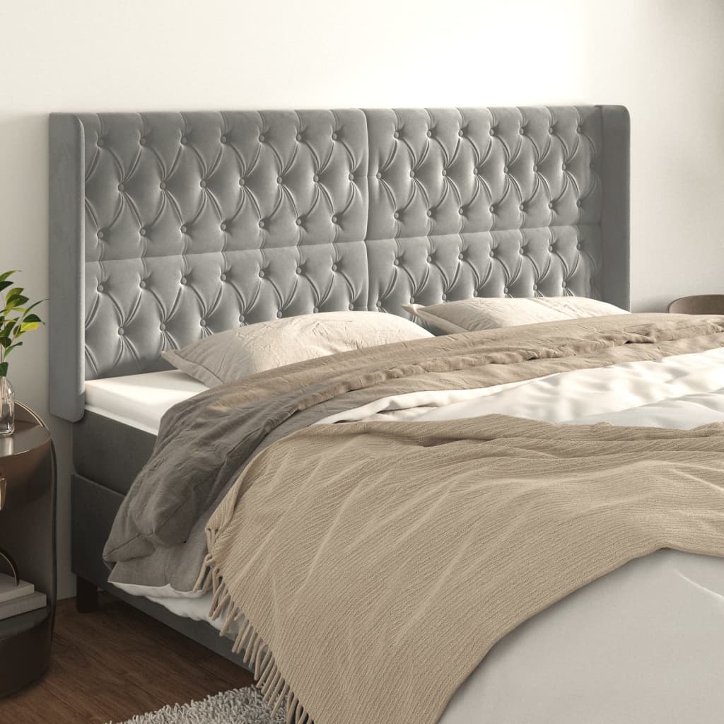 Headboard with Ears Dark Gray 40.6"x6.3"x30.7"/34.6" Velvet