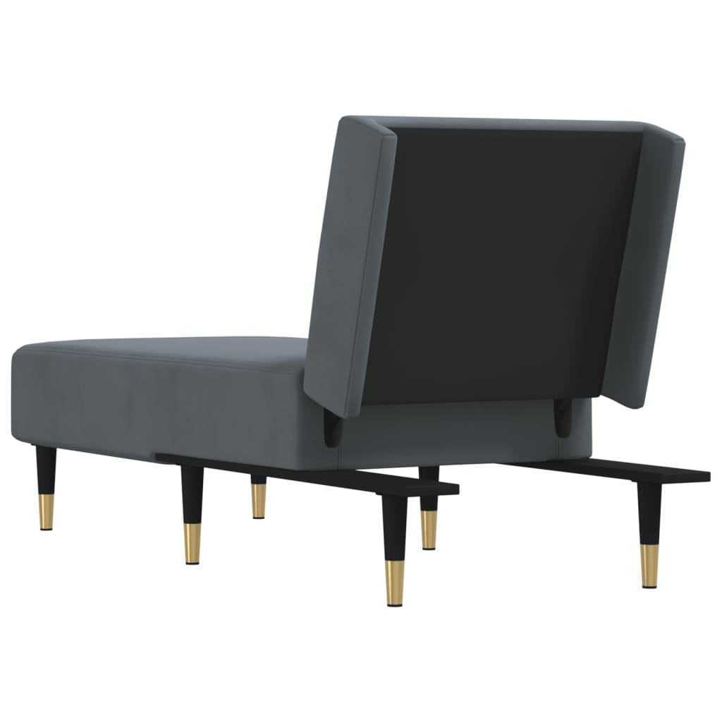 Chaise Longue Dark Gray Velvet