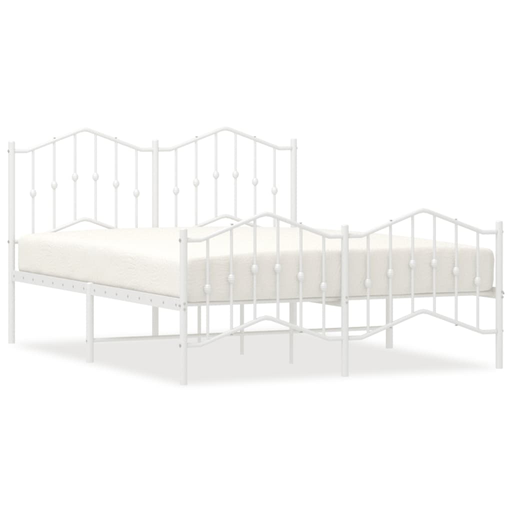 Metal Bed Frame without Mattress with Footboard White 59.1"x78.7"