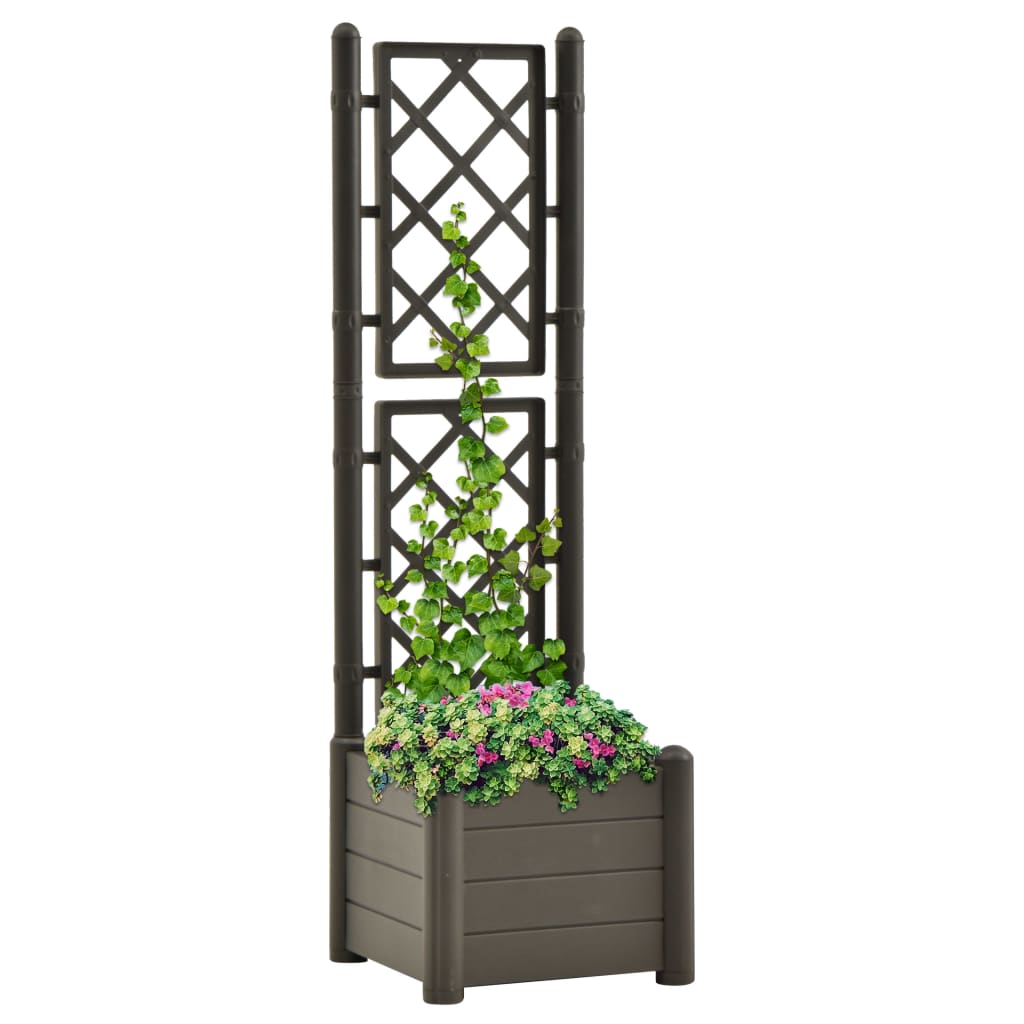 Garden Planter with Trellis 16.9"x16.9"x55.9" PP Stone Gray