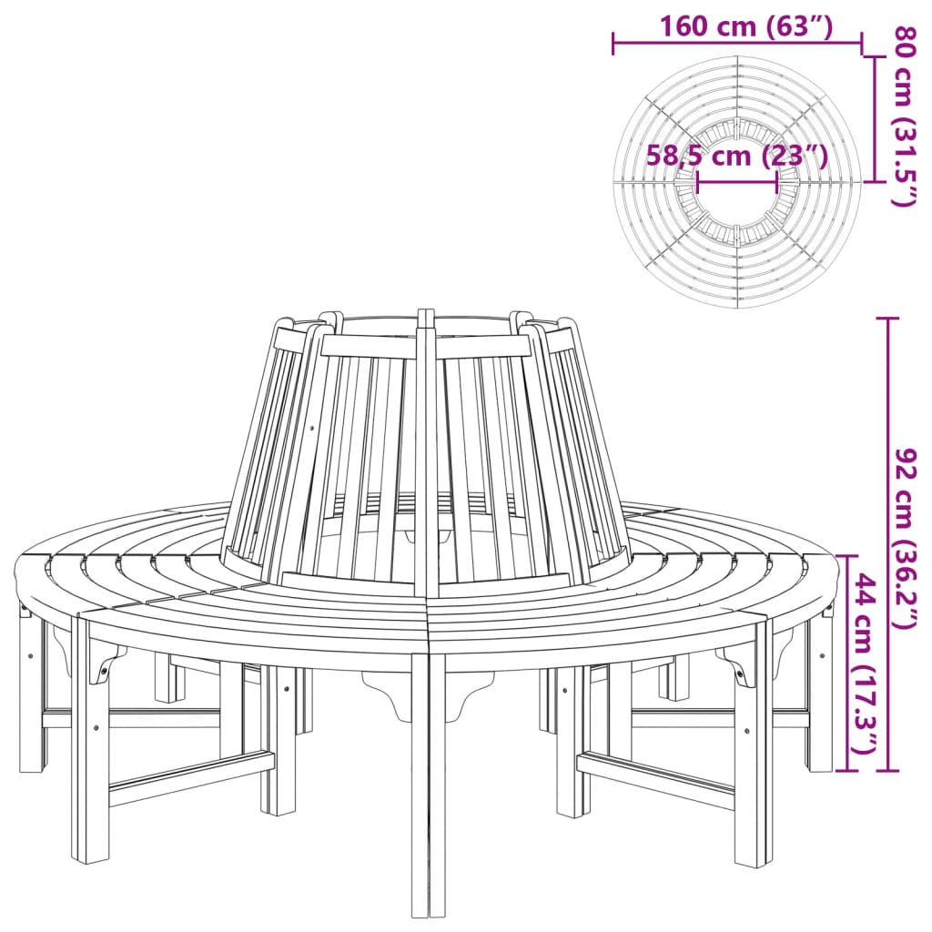 Tree Bench Ø 63" Wood