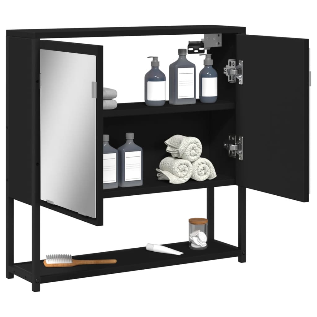 Bathroom Mirror Cabinet Black 23.6"x6.3"x23.6" Engineered Wood