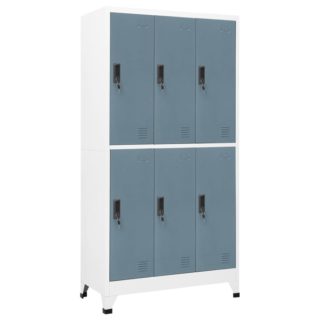 Locker Cabinet Gray and Blue 35.4"x17.7"x70.9" Steel