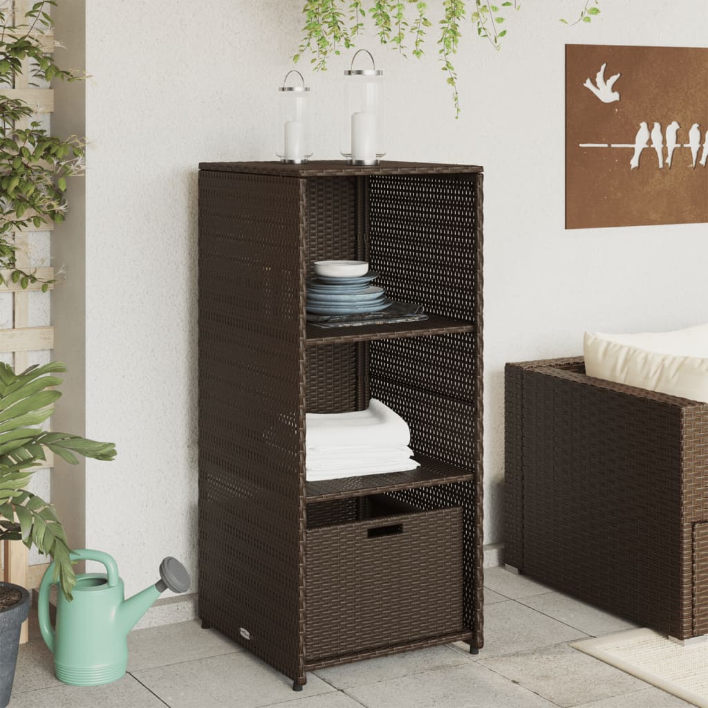 Patio Storage Cabinet Brown 19.7"x21.7"x45.3" Poly Rattan