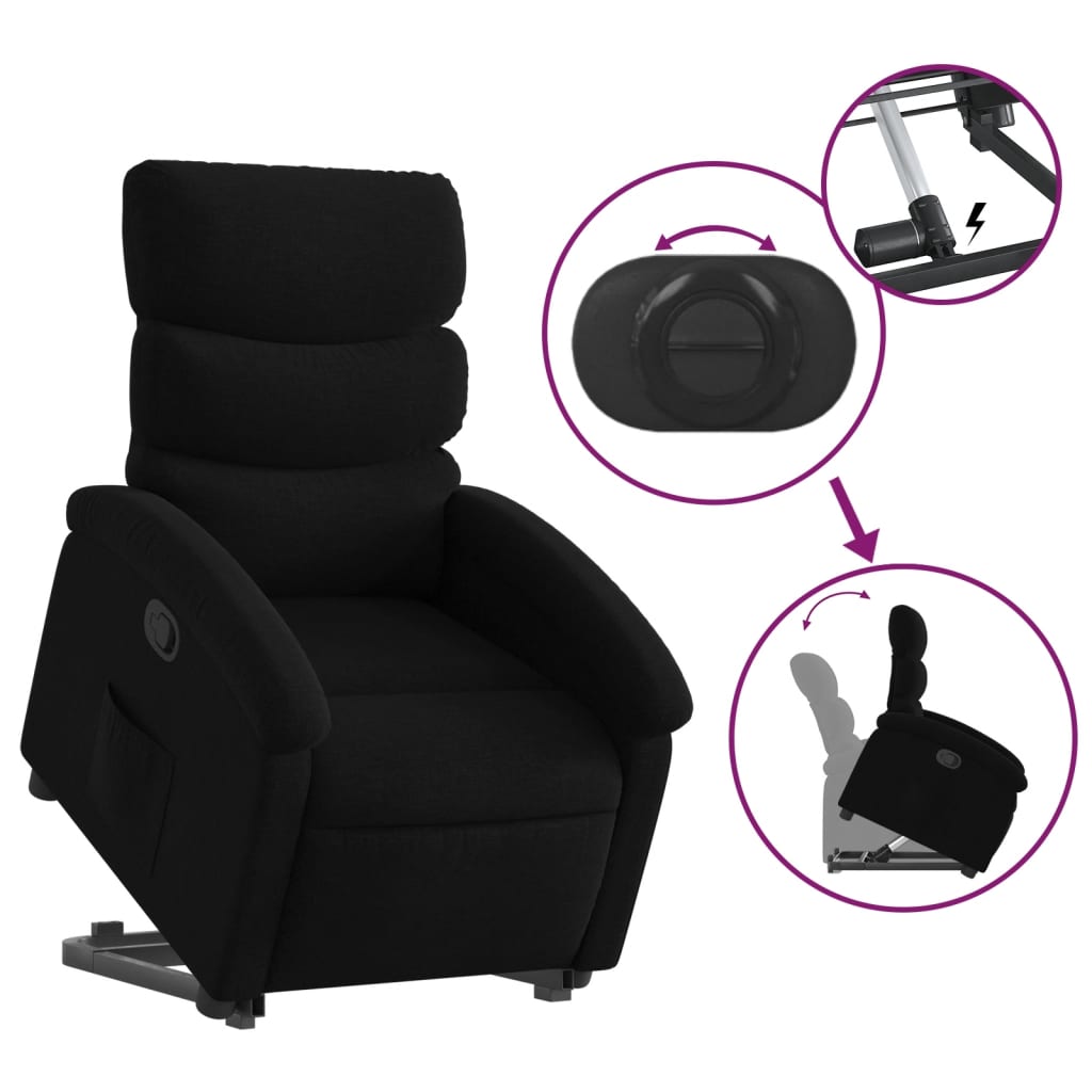 Stand up Recliner Chair Black Fabric