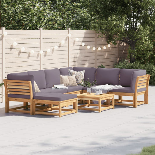 8 Piece Patio Lounge Set with Cushions Solid Wood Acacia