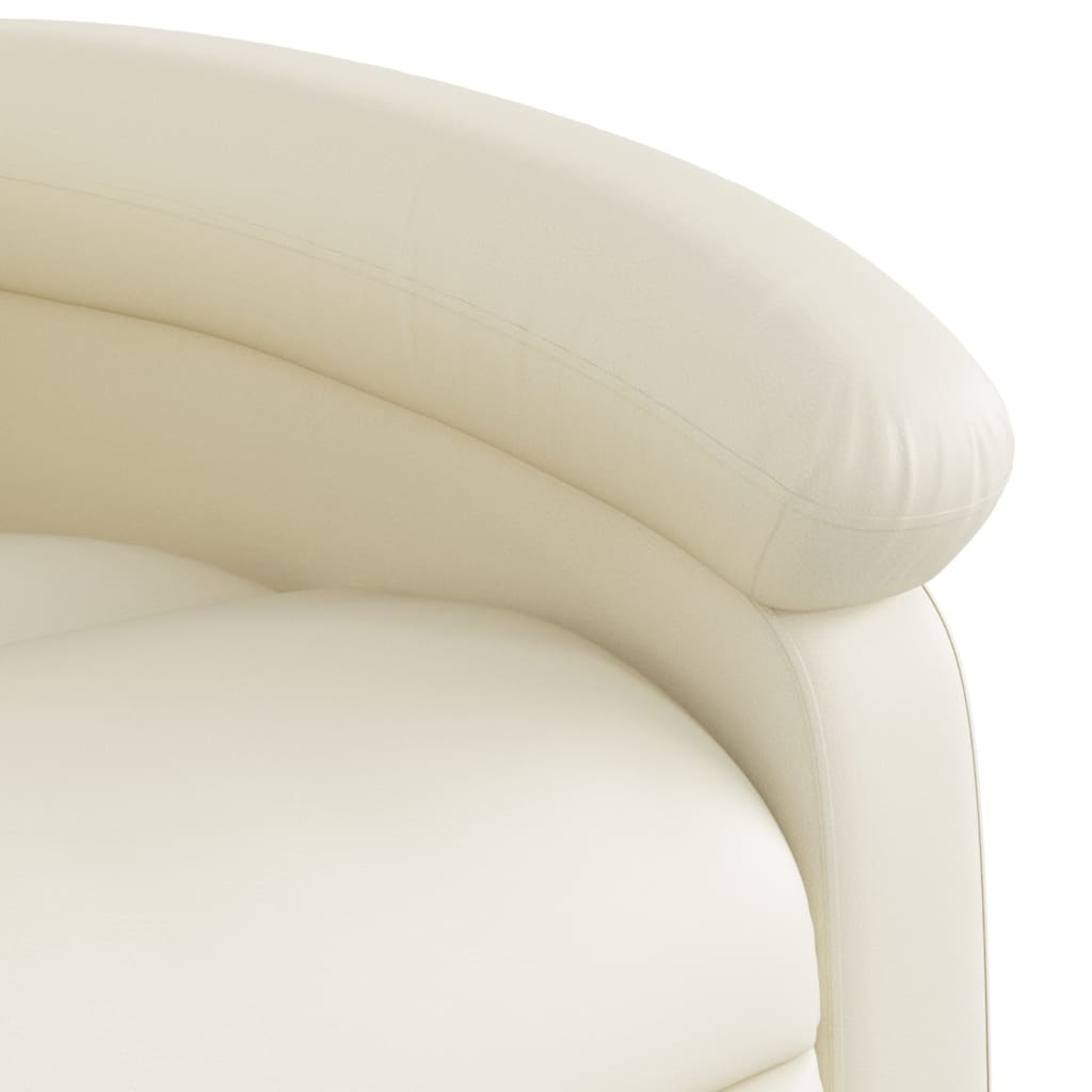 Electric Recliner Chair Cream Faux Leather