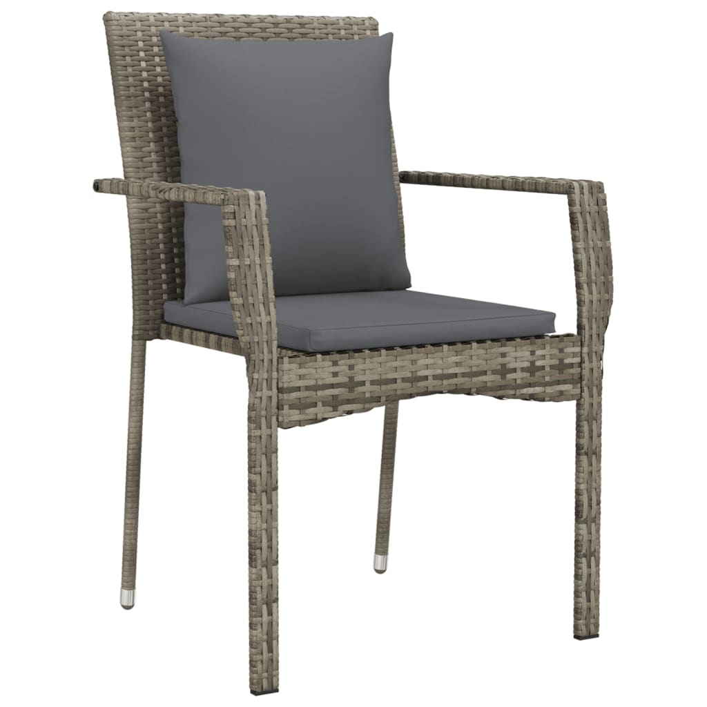 Patio Chairs with Cushions 4 pcs Poly Rattan Gray