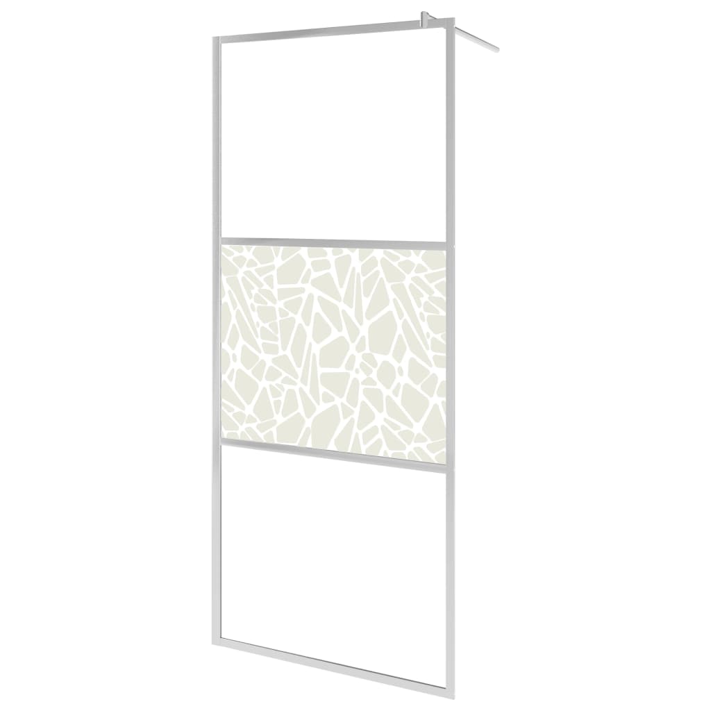 Walk-in Shower Wall ESG Glass with Stone Design 31.5"x76.8"