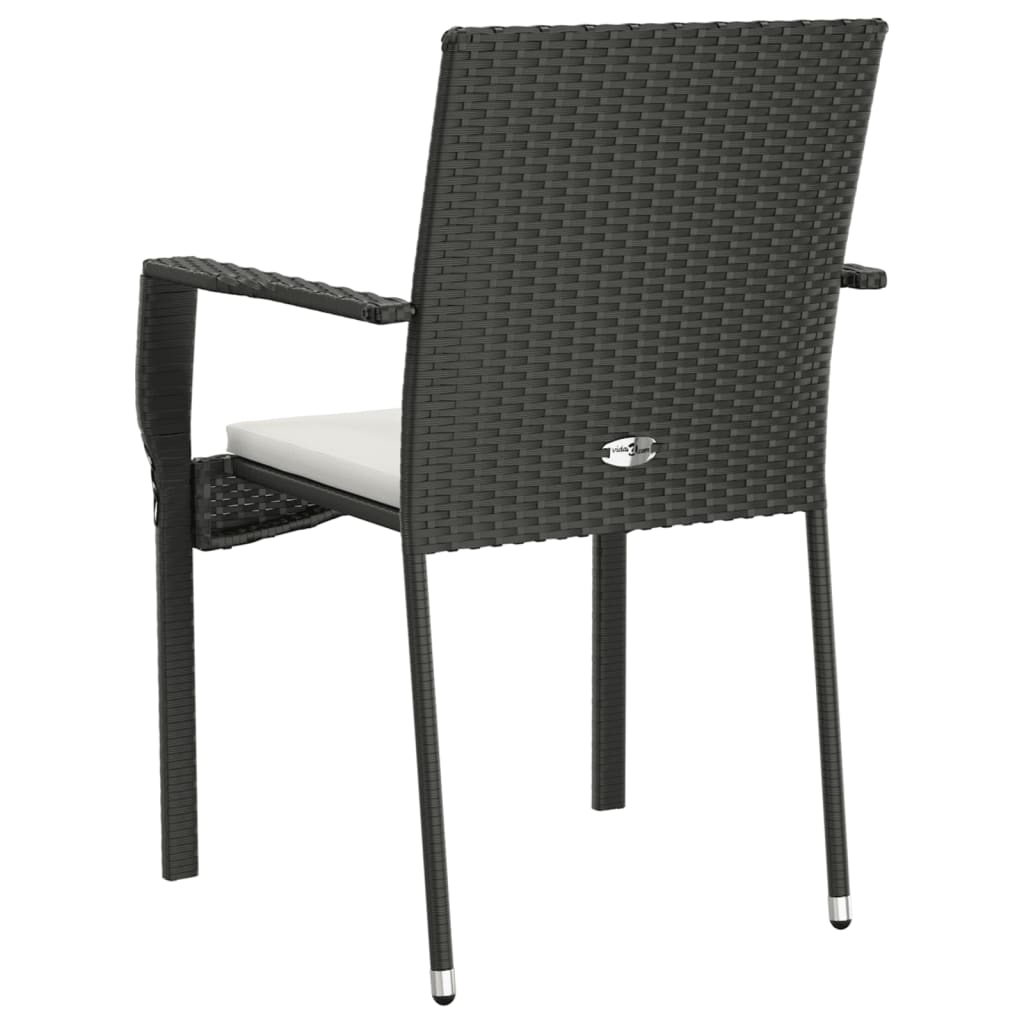 Patio Chairs with Cushions 2 pcs Poly Rattan Black