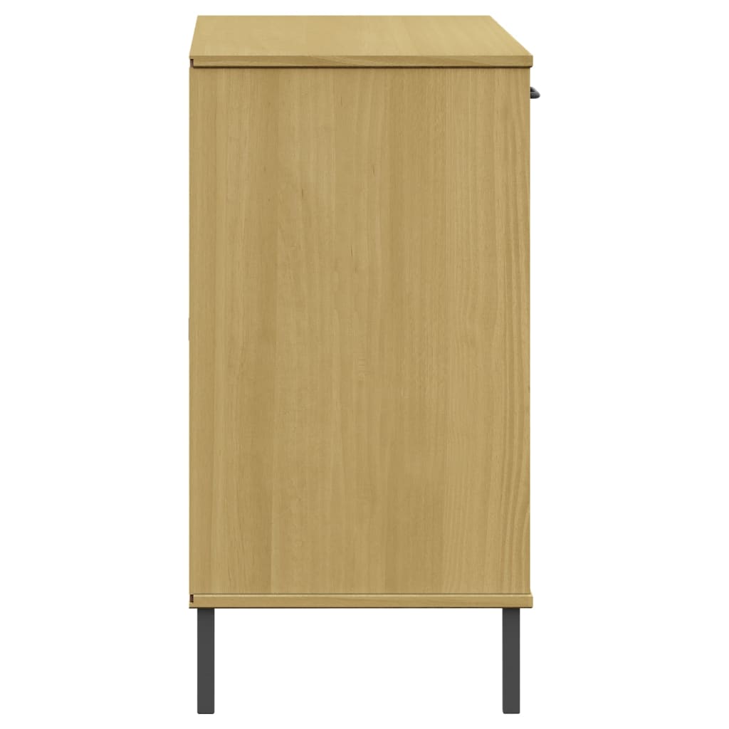 Sideboard with Metal Legs Brown 44.5"x15.7"x30.3" Solid Wood OSLO