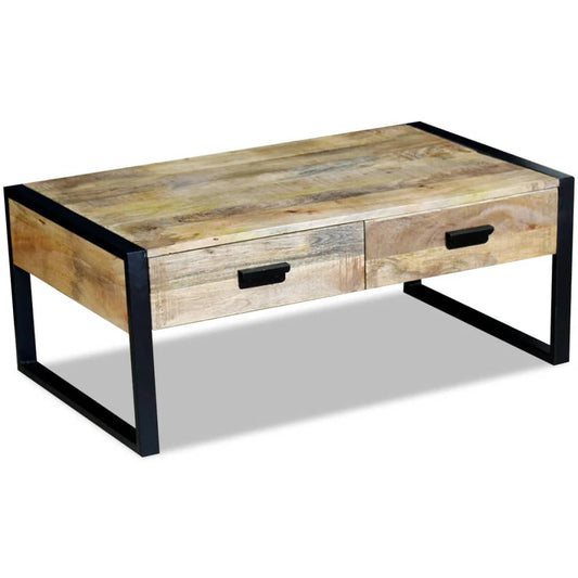 Coffee Table with 2 Drawers Solid Mango Wood 39.4"x23.6"x15.7"