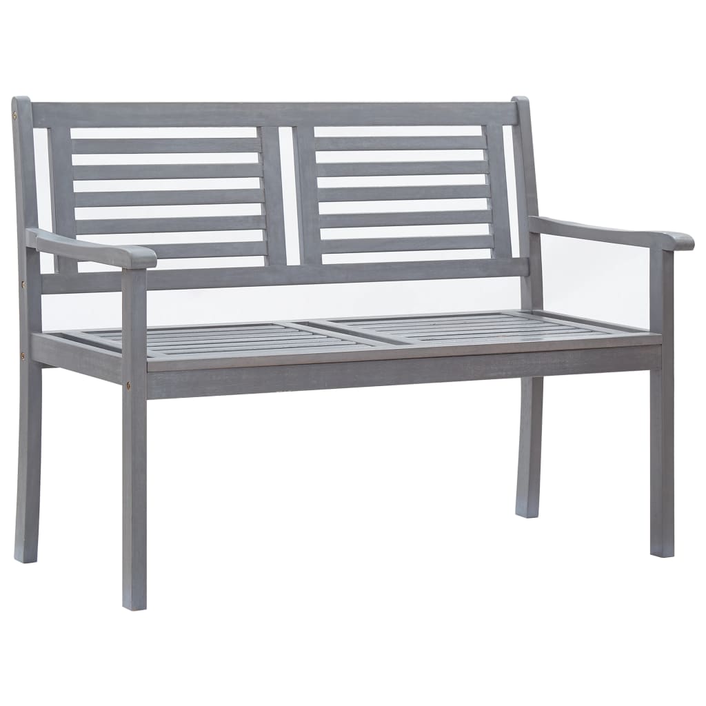 2-Seater Patio Bench with Cushion 47.2" Gray Eucalyptus Wood