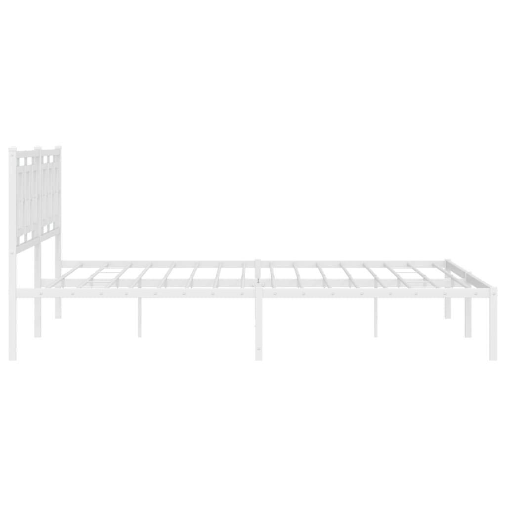 Metal Bed Frame without Mattress with Headboard White 76"x79.9"