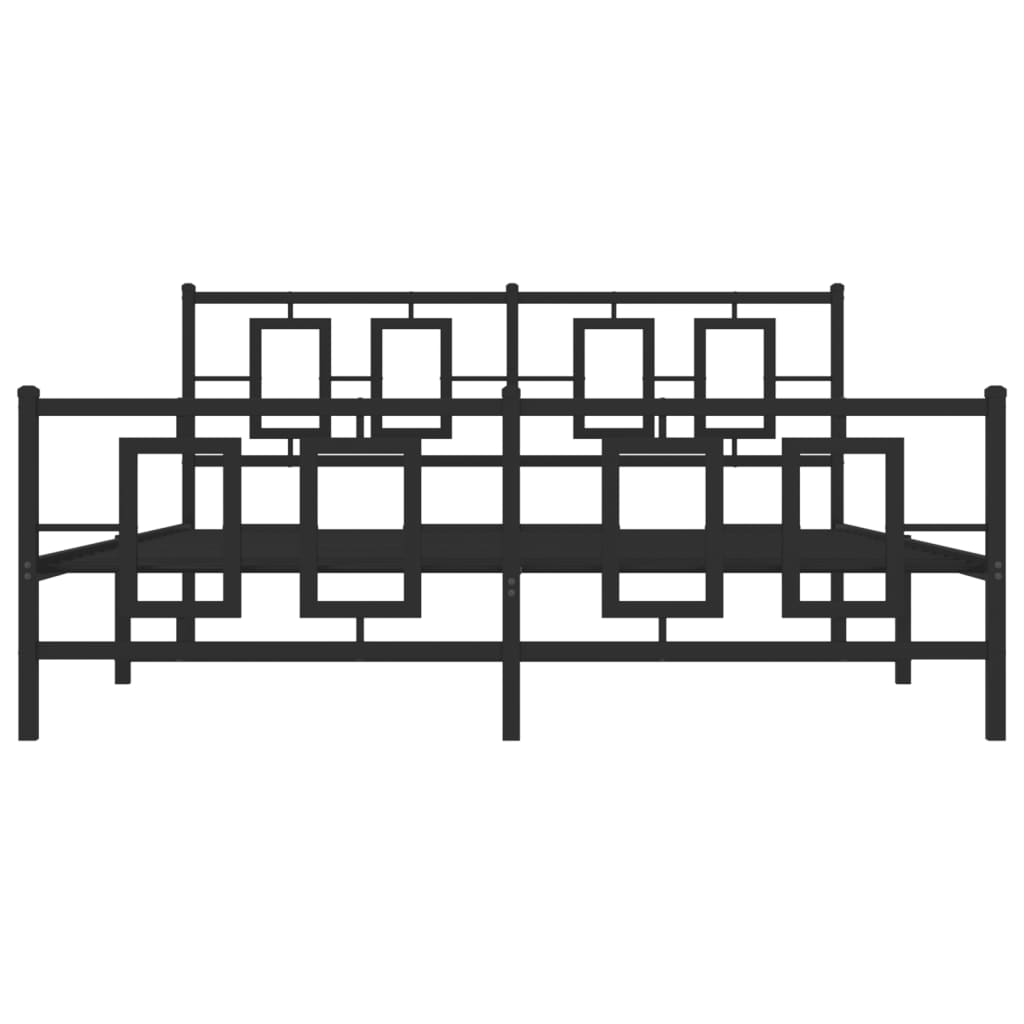 Metal Bed Frame without Mattress with Footboard Black 59.1"x78.7"