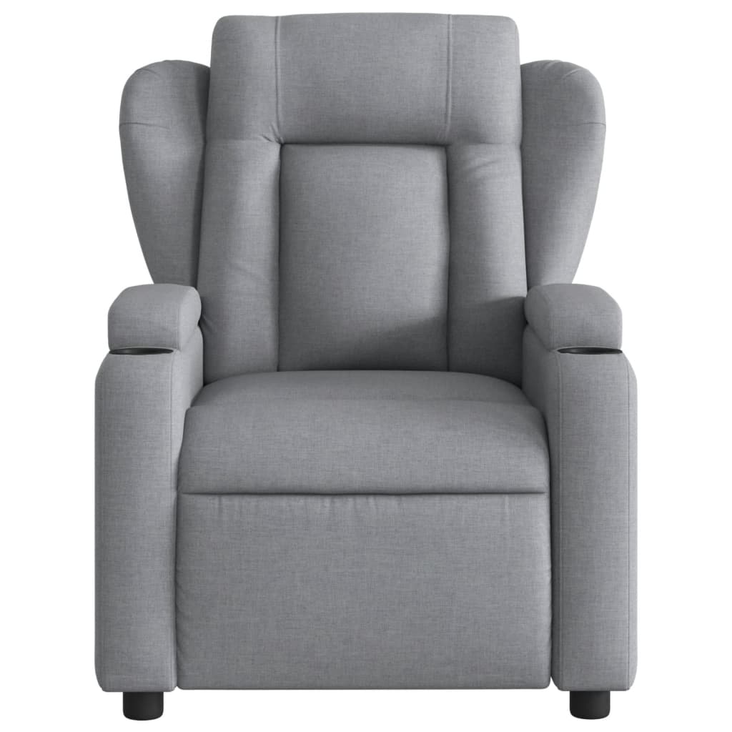 Massage Recliner Chair Light Gray Fabric