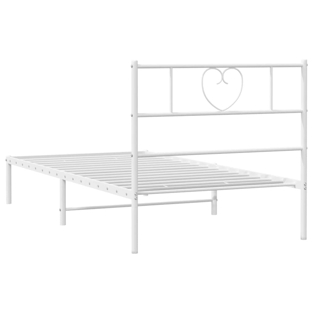 Metal Bed Frame without Mattress with Headboard White 39.4"x78.7"