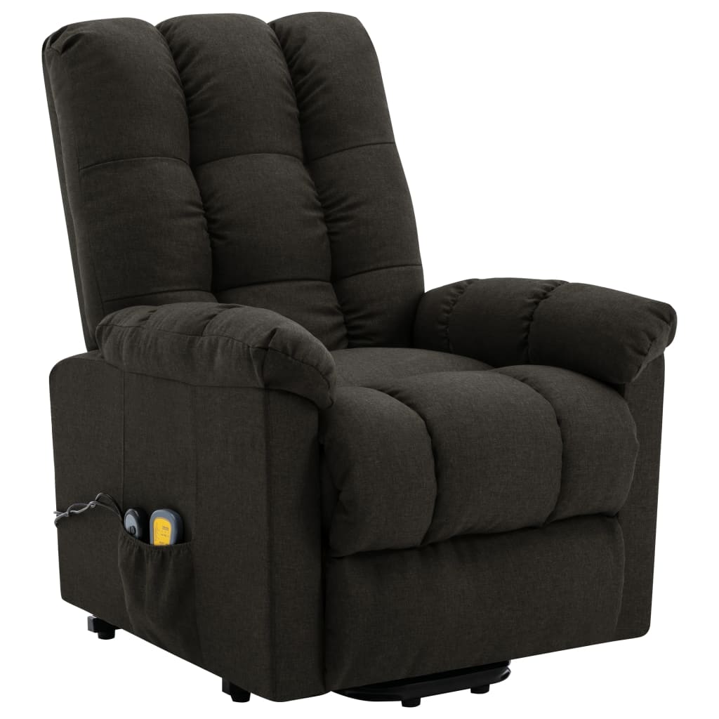 Power Lift Massage Recliner Brown Fabric