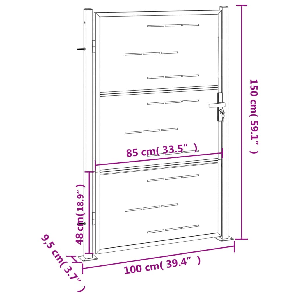 Garden Gate 39.4"x59.1" Stainless Steel